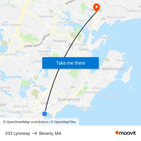 333 Lynnway to Beverly, MA map