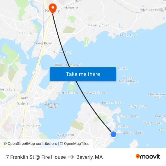 7 Franklin St @ Fire House to Beverly, MA map