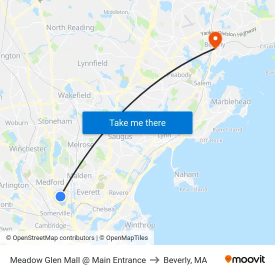 Meadow Glen Mall @ Main Entrance to Beverly, MA map