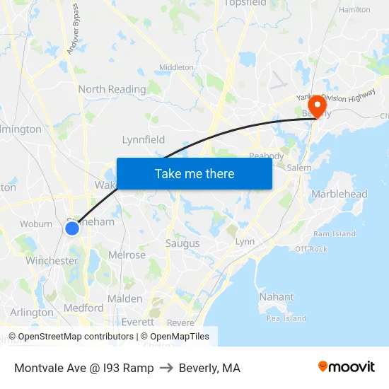 Montvale Ave @ I93 Ramp to Beverly, MA map