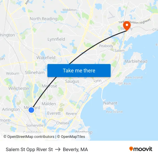 Salem St Opp River St to Beverly, MA map