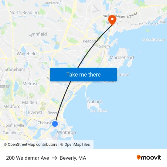 200 Waldemar Ave to Beverly, MA map