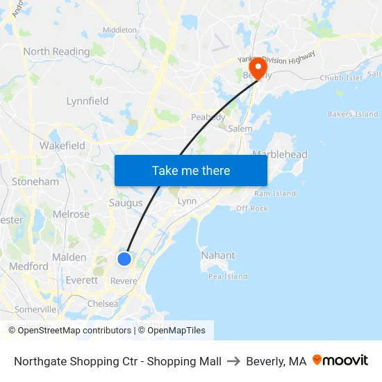 Northgate Shopping Ctr - Shopping Mall to Beverly, MA map