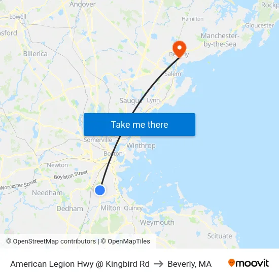 American Legion Hwy @ Kingbird Rd to Beverly, MA map