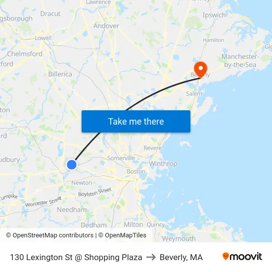 130 Lexington St @ Shopping Plaza to Beverly, MA map