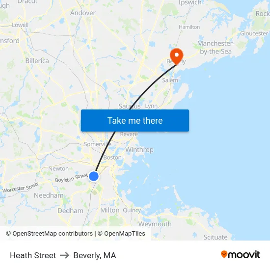 Heath Street to Beverly, MA map