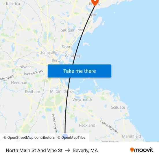 North Main St And Vine St to Beverly, MA map