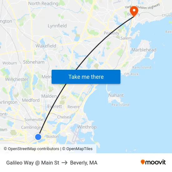 Galileo Way @ Main St to Beverly, MA map