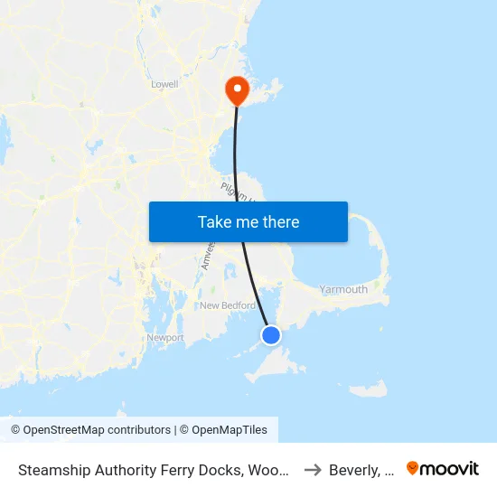 Steamship Authority Ferry Docks, Woods Hole to Beverly, MA map