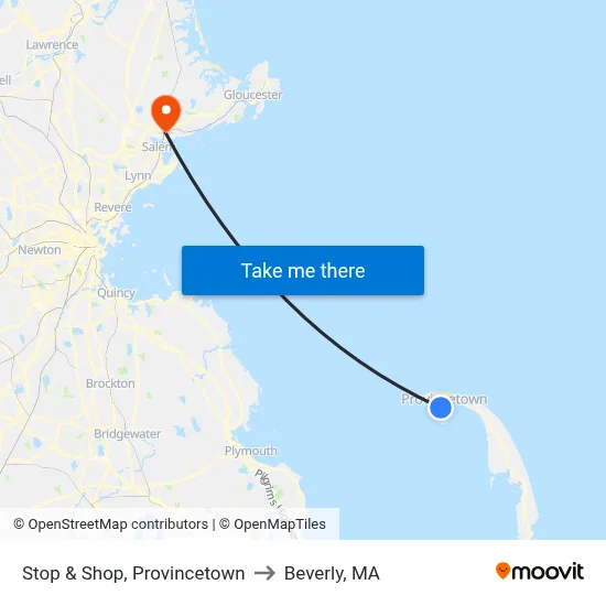 Stop & Shop, Provincetown to Beverly, MA map
