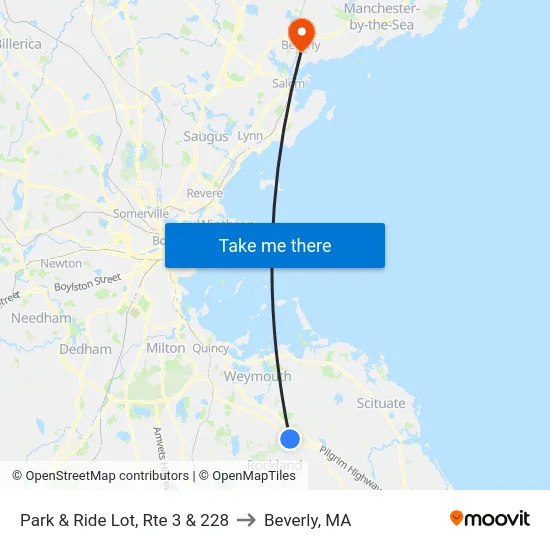 Park & Ride Lot, Rte 3 & 228 to Beverly, MA map