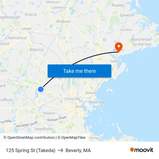 125 Spring St  (Takeda) to Beverly, MA map