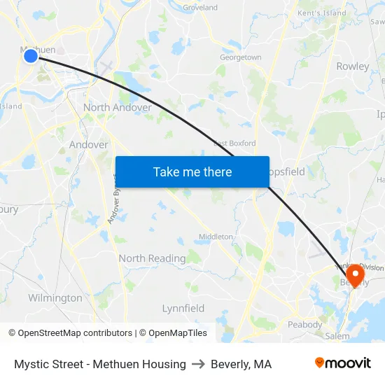 Mystic Street - Methuen Housing to Beverly, MA map