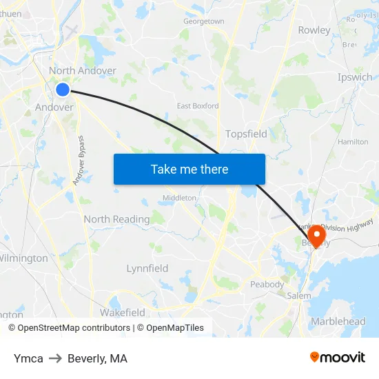 Ymca to Beverly, MA map