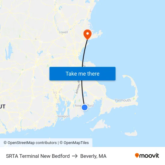 SRTA Terminal New Bedford to Beverly, MA map