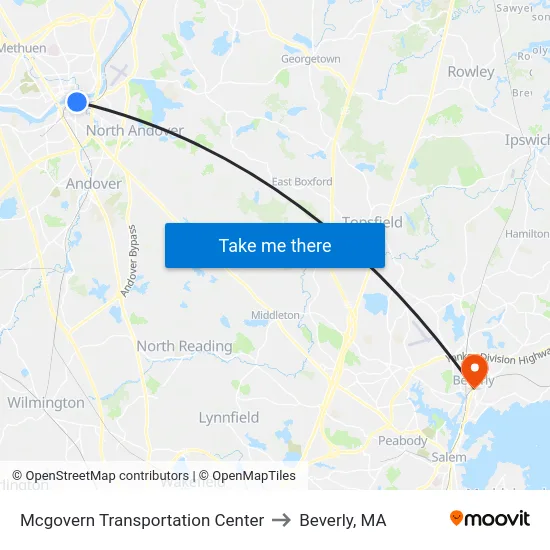 Mcgovern Transportation Center to Beverly, MA map
