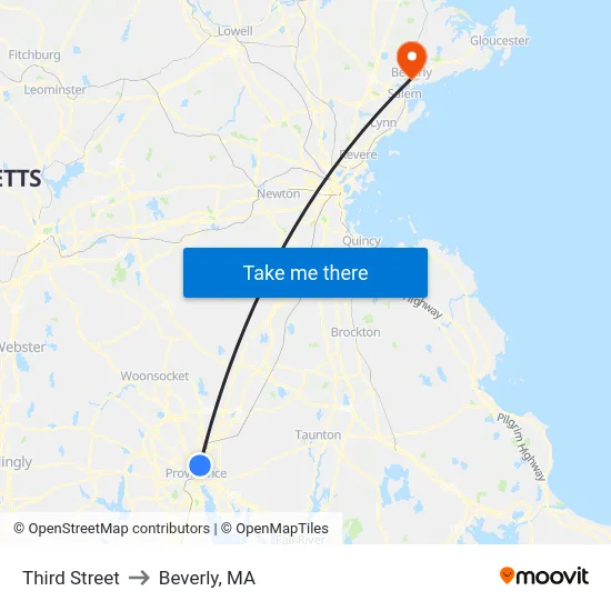 Third Street to Beverly, MA map