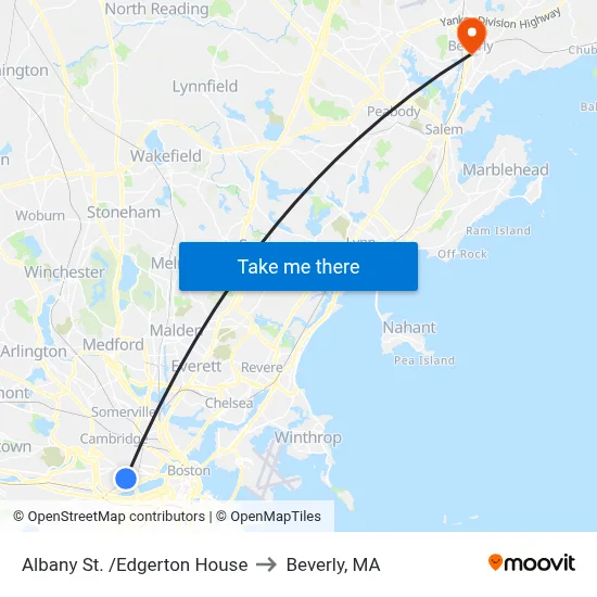 Albany St. /Edgerton House to Beverly, MA map