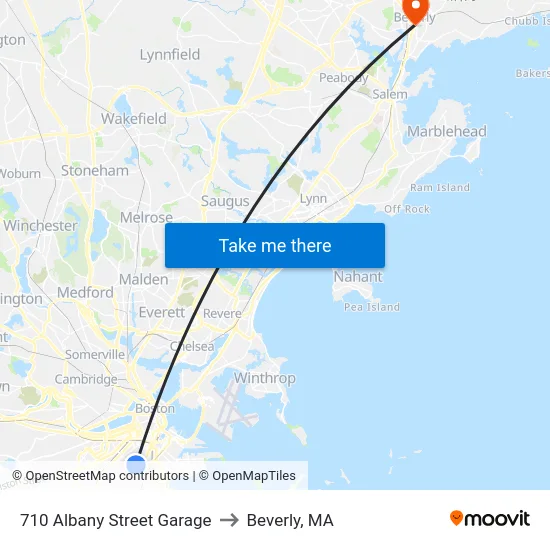 710 Albany Street Garage to Beverly, MA map