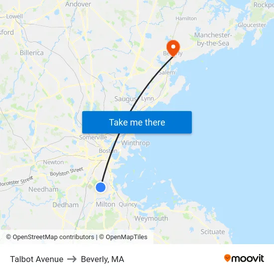 Talbot Avenue to Beverly, MA map