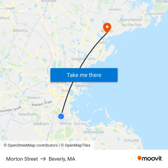 Morton Street to Beverly, MA map
