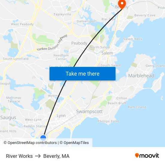 River Works to Beverly, MA map