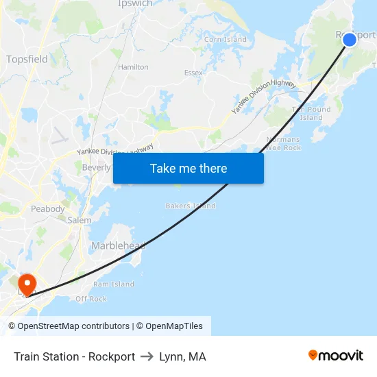 Train Station - Rockport to Lynn, MA map