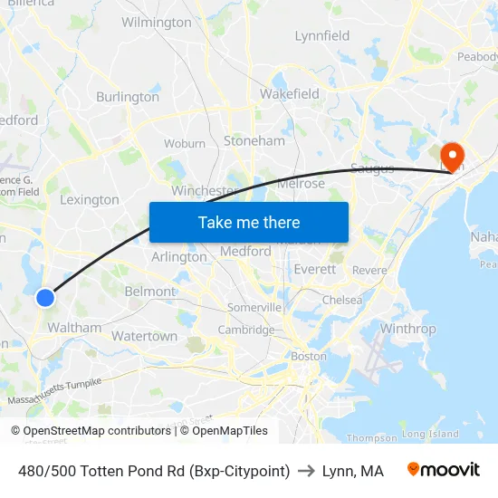 480/500 Totten Pond Rd  (Bxp-Citypoint) to Lynn, MA map