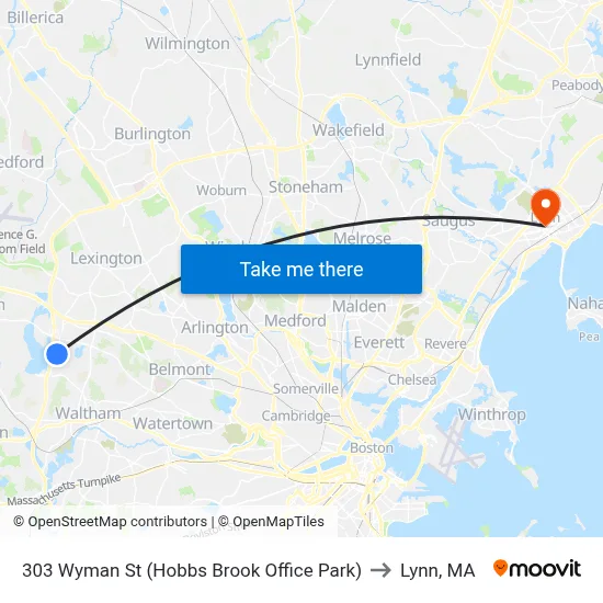 303 Wyman St  (Hobbs Brook Office Park) to Lynn, MA map