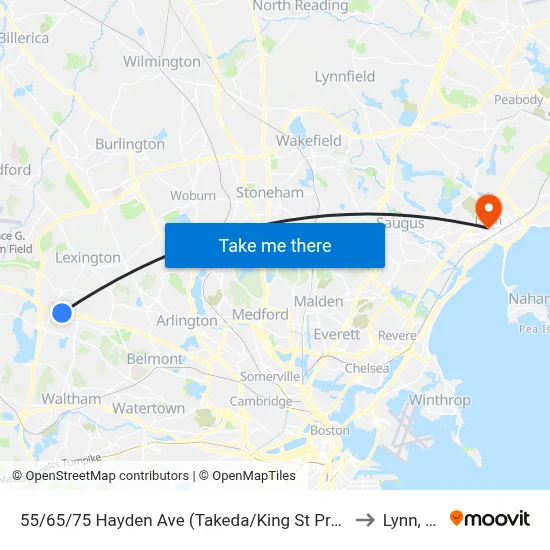 55/65/75 Hayden Ave  (Takeda/King St Properties) to Lynn, MA map