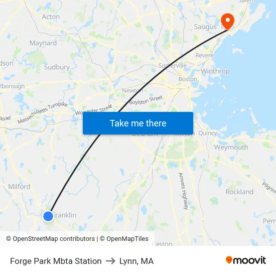 Forge Park Mbta Station to Lynn, MA map