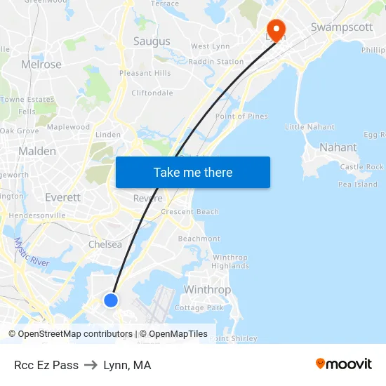 Rcc Ez Pass to Lynn, MA map