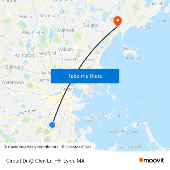 Circuit Dr @ Glen Ln to Lynn, MA map