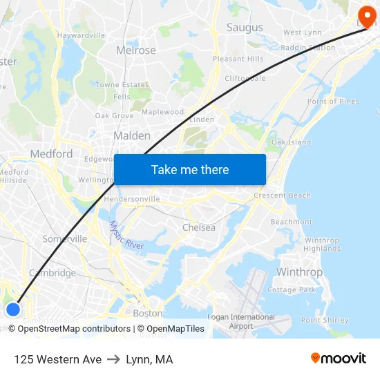 125 Western Ave to Lynn, MA map