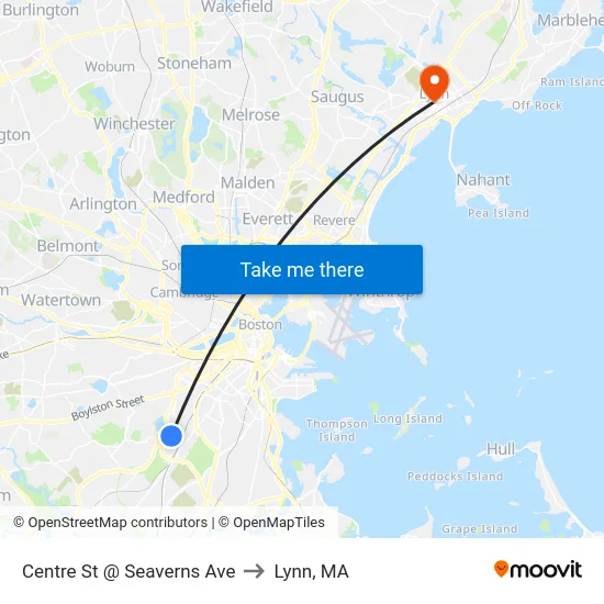 Centre St @ Seaverns Ave to Lynn, MA map