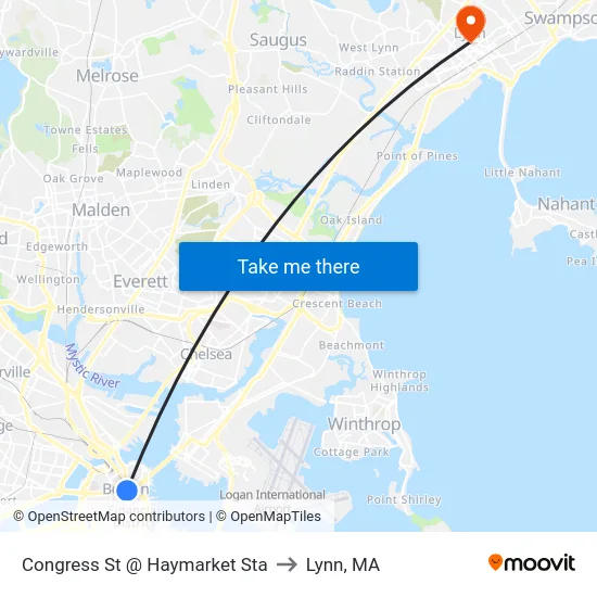 Congress St @ Haymarket Sta to Lynn, MA map
