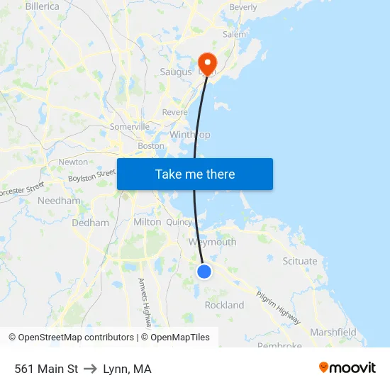 561 Main St to Lynn, MA map