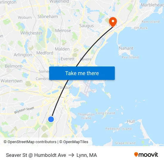 Seaver St @ Humboldt Ave to Lynn, MA map