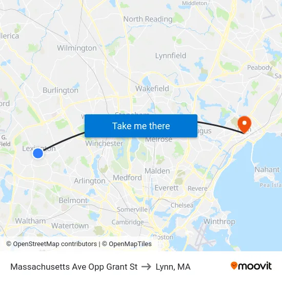 Massachusetts Ave Opp Grant St to Lynn, MA map