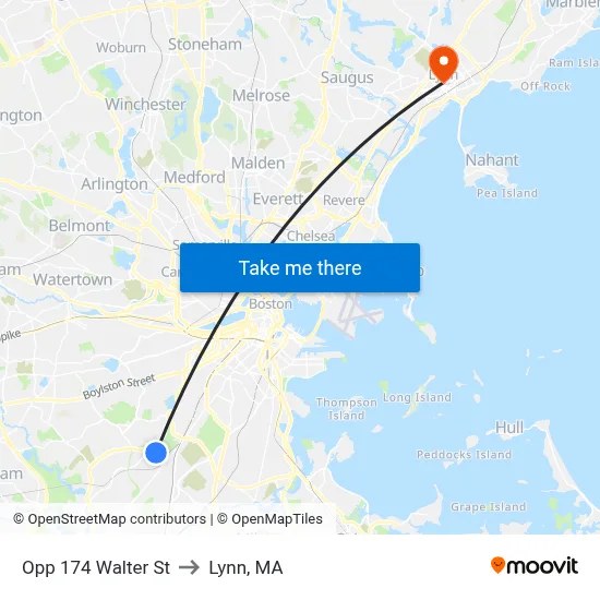 Opp 174 Walter St to Lynn, MA map