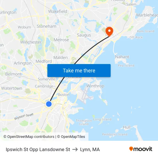 Ipswich St Opp Lansdowne St to Lynn, MA map