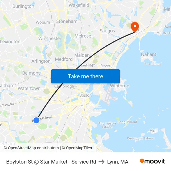 Boylston St @ Star Market - Service Rd to Lynn, MA map
