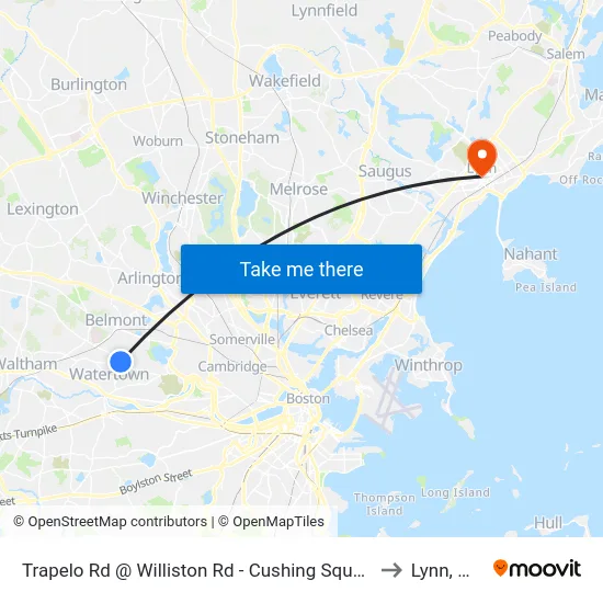 Trapelo Rd @ Williston Rd - Cushing Square to Lynn, MA map