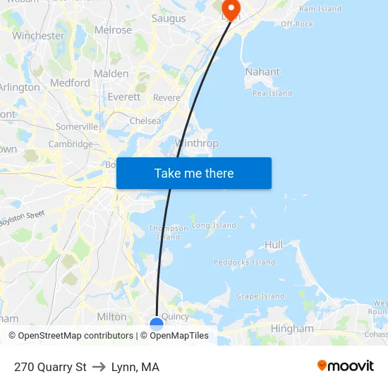 270 Quarry St to Lynn, MA map