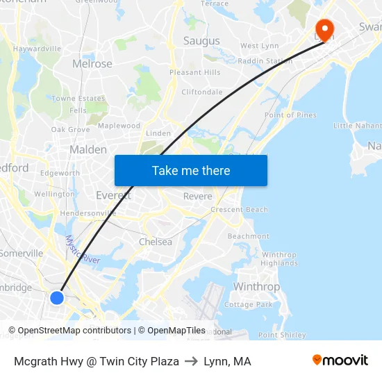 Mcgrath Hwy @ Twin City Plaza to Lynn, MA map