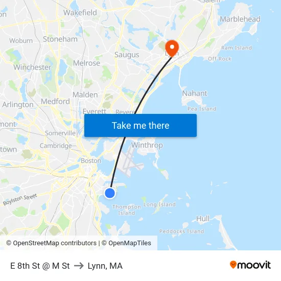 E 8th St @ M St to Lynn, MA map