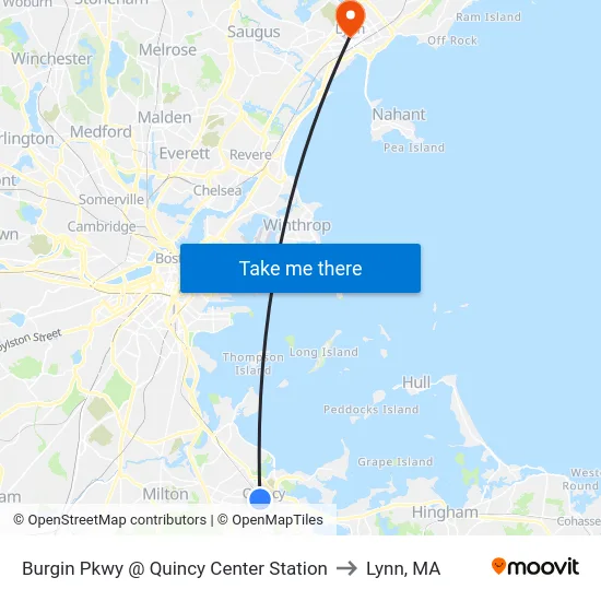Burgin Pkwy @ Quincy Center Station to Lynn, MA map