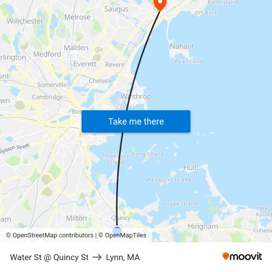 Water St @ Quincy St to Lynn, MA map
