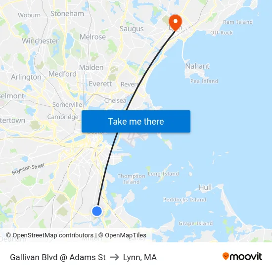 Gallivan Blvd @ Adams St to Lynn, MA map