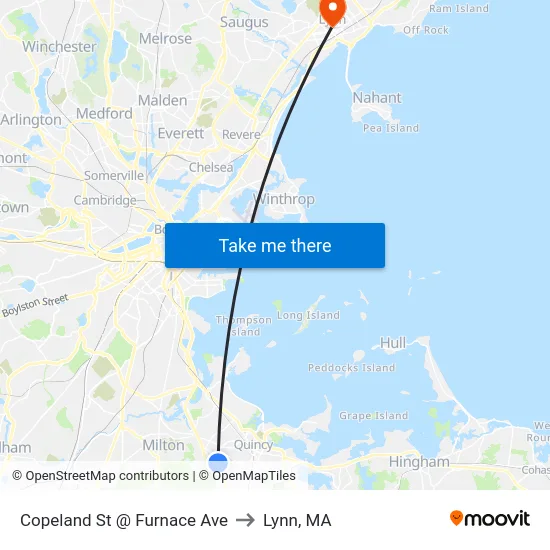 Copeland St @ Furnace Ave to Lynn, MA map